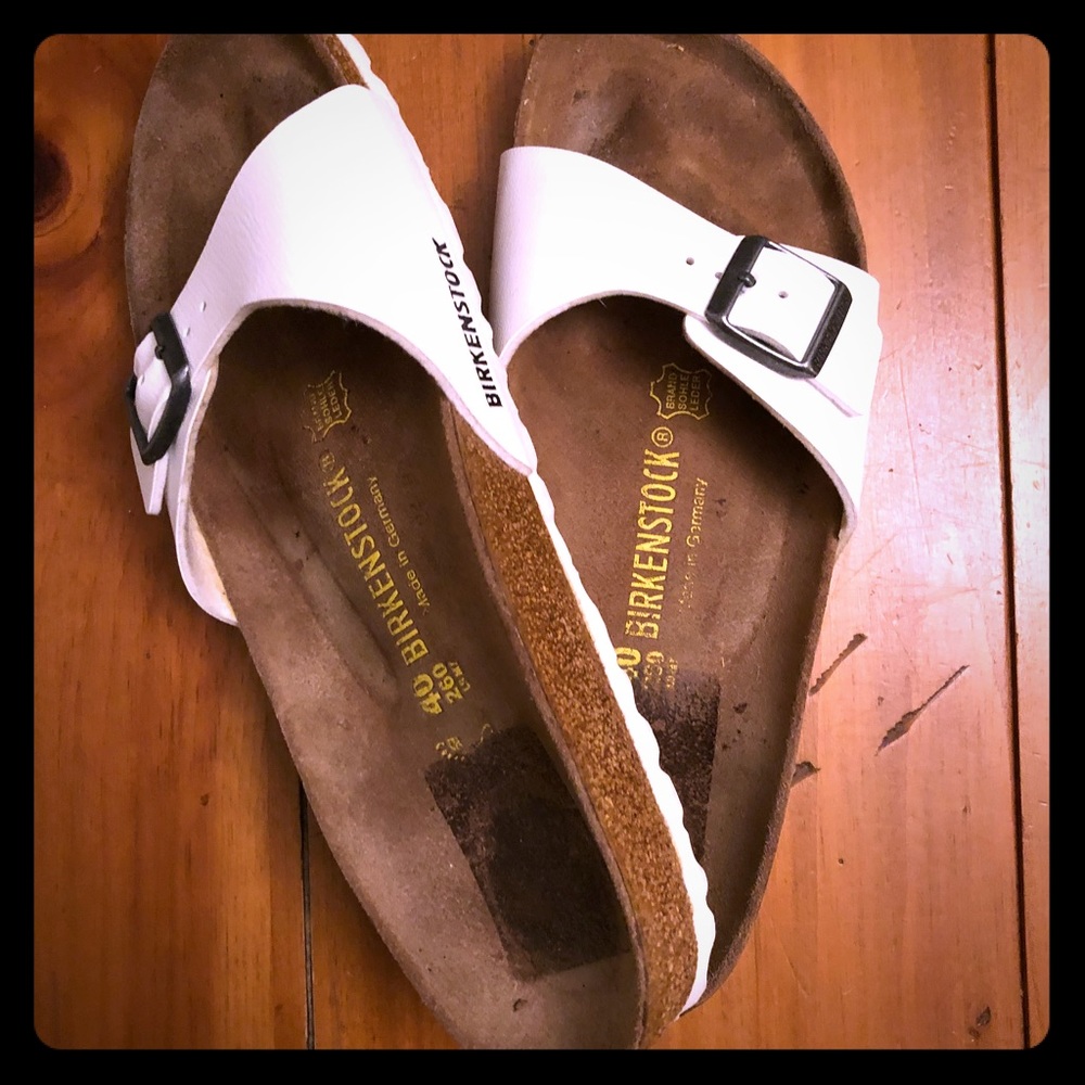 Birkenstock White Leather Sandal, Size 40